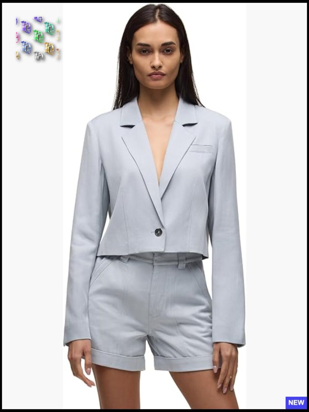 Cropped Blazer Herringbone Suiting Business Casual Chic Sophisticated Jacket
